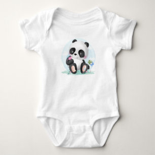 Body Para Bebê Urso de Panda de Bebê de Aquarela