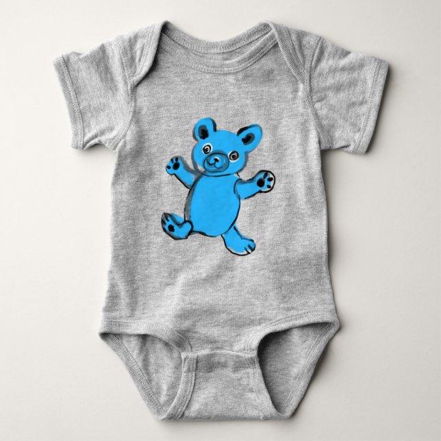 Body Para Bebê Urso de pelúcia azul (Frente)