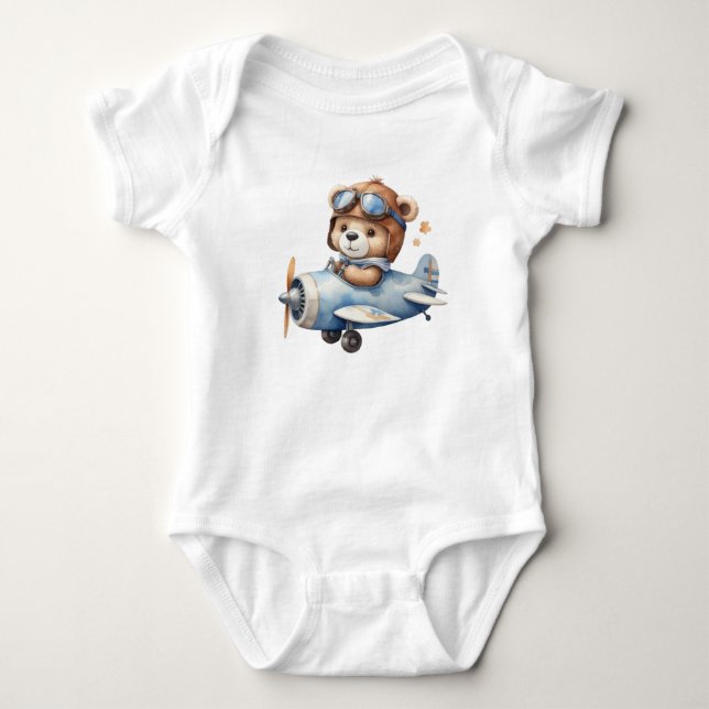 Body Para Bebê Urso de pelúcia com helicóptero  (Frente)