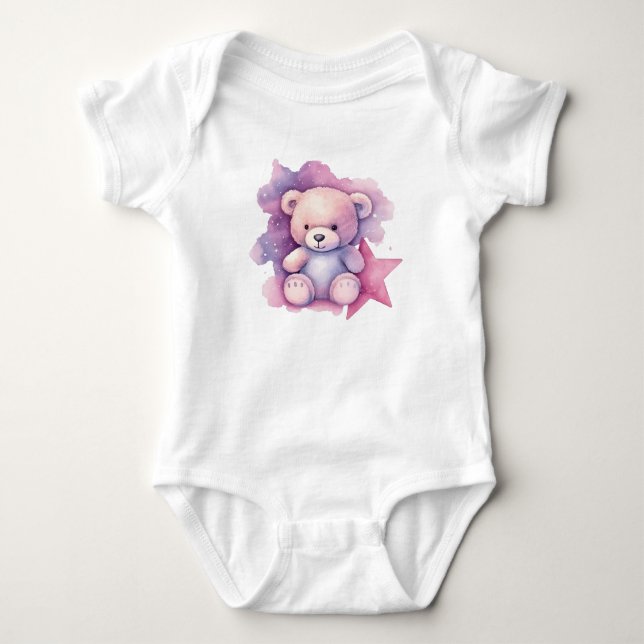 Body Para Bebê Urso de pelúcia Pink Star (Frente)