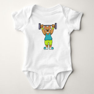 Body Para Bebê Urso em Bodybuilding com Barbell