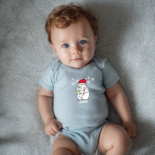Body Para Bebê Urso Gordo, Flocos de Neve, Luzes De Natal,Persona