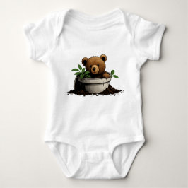 Body Para Bebê Urso na Ilustração de Plantas Potentes