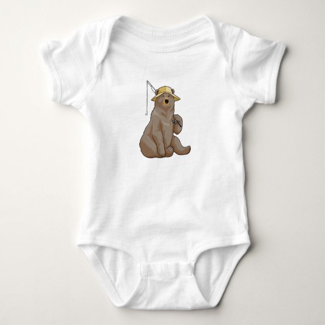 Body Para Bebê Urso na pesca com vara de pesca (Frente)