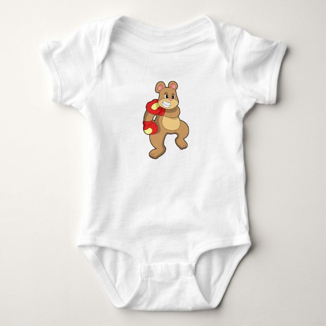 Body Para Bebê Urso no boxe com luvas de boxe (Frente)
