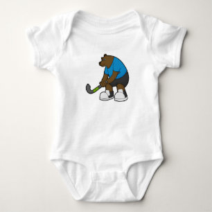 Body Para Bebê Urso no Hockey com Hockey