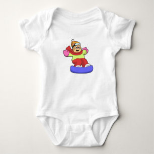 Body Para Bebê Urso no Snowboard com Snowboard