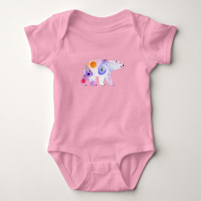 Body Para Bebê Urso Nórdico em Aquarela (Frente)