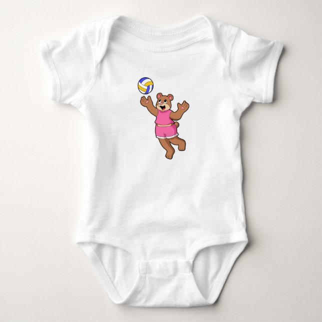Body Para Bebê Urso nos Esportes de Voleibol (Frente)