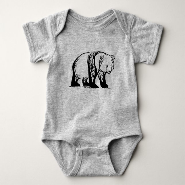 Body Para Bebê Urso Panda Animal Selvagem Árvore Arte (Frente)