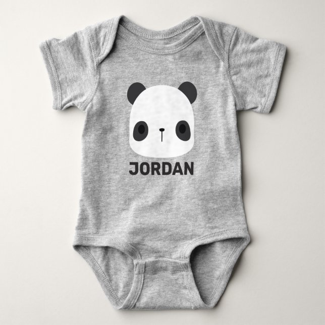 Body Para Bebê Urso Panda Bonito com Nome Personalizado (Frente)