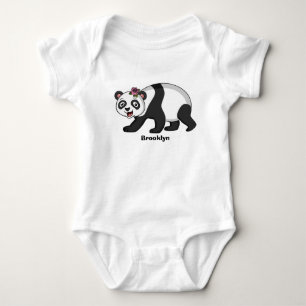 Body Para Bebê Urso panda bonito e feliz com desenho animado