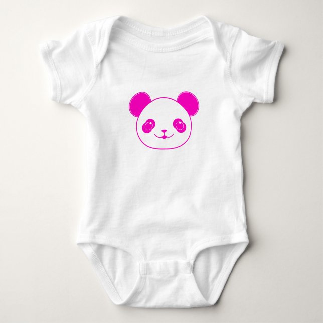 Body Para Bebê Urso Panda de Kawaii Rosa (Frente)