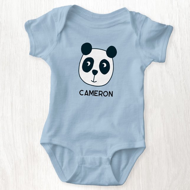 Body Para Bebê Urso Panda Fofo Nome Personalizado (Cute personalized custom name panda baby bodysuit)