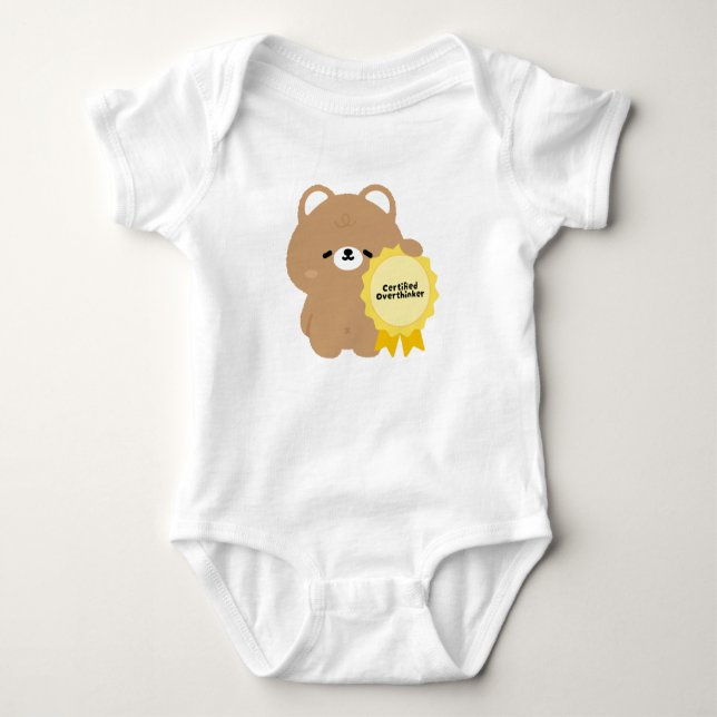 Body Para Bebê Urso Pardo Pensador Excessivo Certificado (Frente)