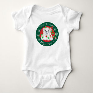 Body Para Bebê Urso polar bebê fofo de Natal luzes vermelhas e ve