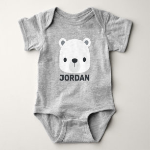 Body Para Bebê Urso Polar Bonito com Nome Personalizado