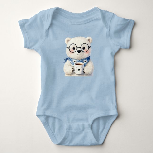 Body Para Bebê Urso polar com chocolate quente (Frente)