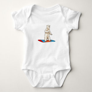Body Para Bebê Urso polar como Snowboarder com Snowboard