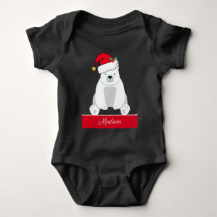 Body Para Bebê Urso Polar de Natal Bonito e Personalizado em Sant