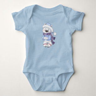 Body Para Bebê Urso Polar de Patinação no Gelo de Inverno