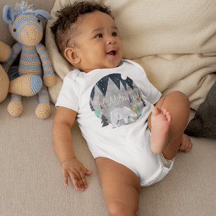 Body Para Bebê Urso Polar Fofo com Nome Personalizado