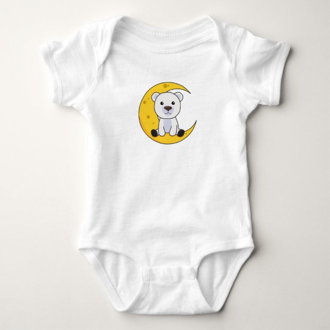Body Para Bebê Urso Polar Lua Boa Noite Boca-Lua Bonita (Frente)