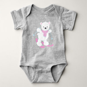 Body Para Bebê Urso Polar, Urso Branco, Urso Bonito, Urso De Esqu