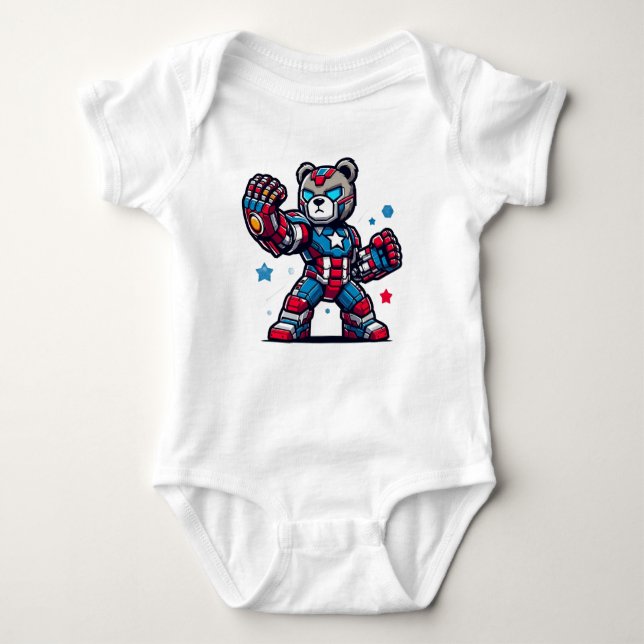 Body Para Bebê Urso super-herói (Frente)