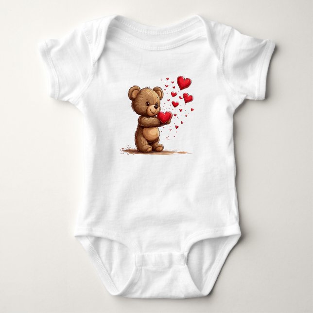 Body Para Bebê 🧸❤️ Urso Teddy Fofo Presente de Amor para Bebê ✨ (Frente)
