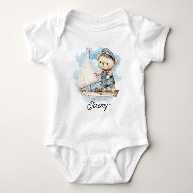 Body Para Bebê Urso Teddy Marinheiro Bonito (Frente)