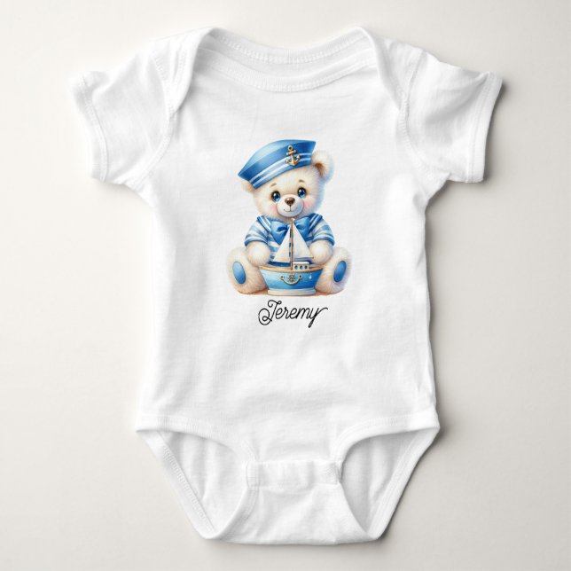 Body Para Bebê Urso Teddy Marinheiro Fofo (Frente)