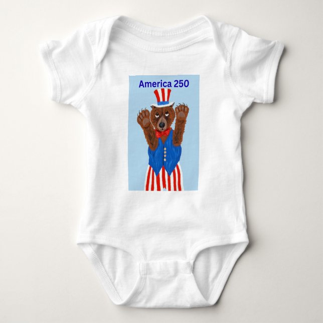 Body Para Bebê Urso Tio Sam América 250  (Frente)