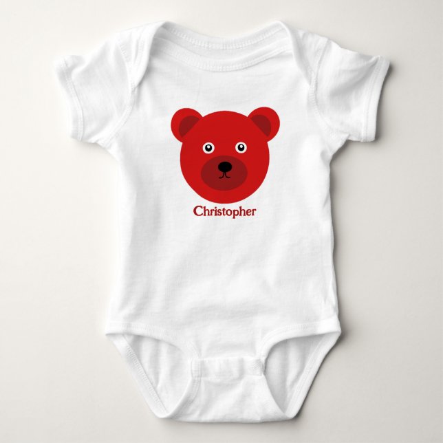 Body Para Bebê Urso Vermelho Bonito (Frente)