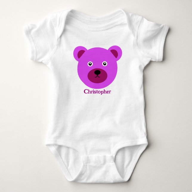 Body Para Bebê Urso Violeta Bonito (Frente)