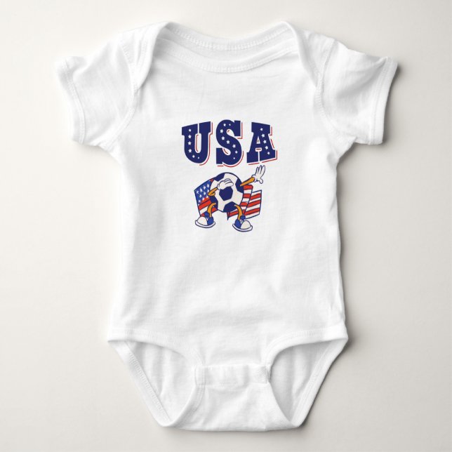 Body Para Bebê USA Soccer Fan Jersey Shirt American Flag (Frente)