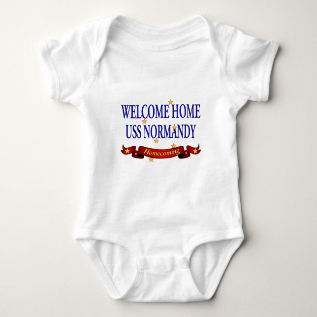 Body Para Bebê USS Normandy Home bem-vindo (Frente)