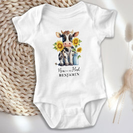Body Para Bebê Vaca Bela Girassóis Personalizados Novamente Para
