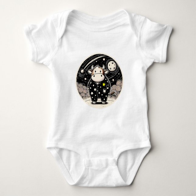 Body Para Bebê Vaca Chubby em pijama (Frente)