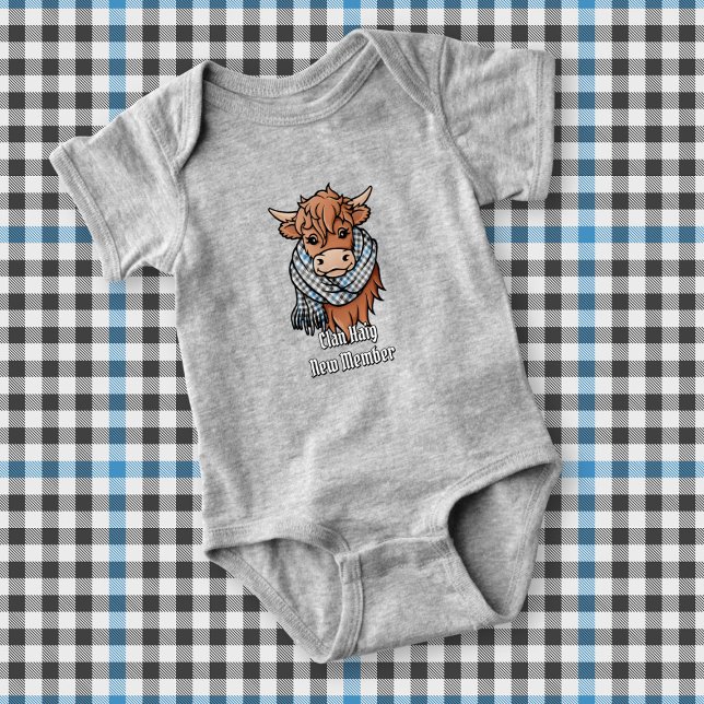 Body Para Bebê Vaca das Terras Altas com cachecol xadrez Haig Che (Criador carregado)