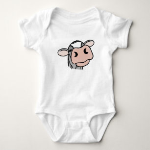 Body Para Bebê vaca de desenho animado preto branco rosa beijo ci