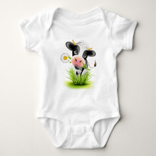 Body Para Bebê Vaca de Holstein na relva
