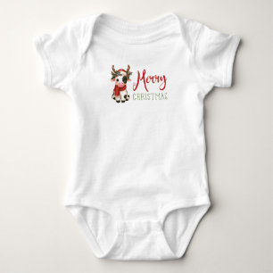 Body Para Bebê Vaca doce de Natal feliz