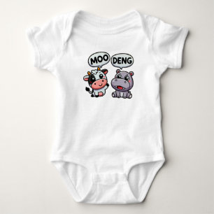 Body Para Bebê Vaca engraçada e Hippo Duo - Moo Deng