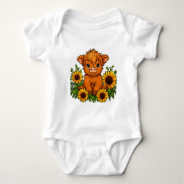 Body Para Bebê Vaca Fofa com Girassóis