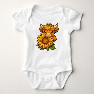 Body Para Bebê Vaca Fofa e Girassol