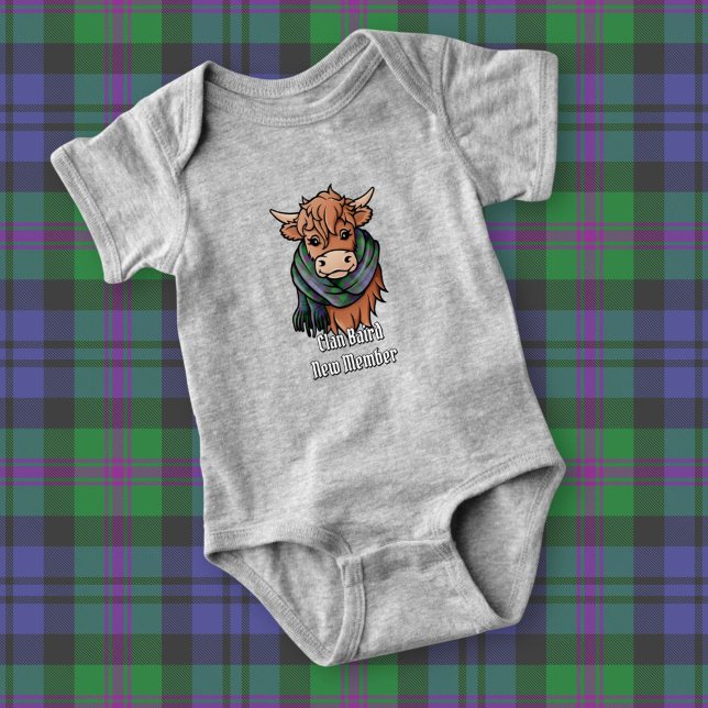 Body Para Bebê Vaca Highland com Baird Tartan Scarf (Criador carregado)