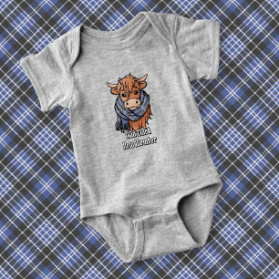 Body Para Bebê Vaca Highland com Clark Tartan Scarf