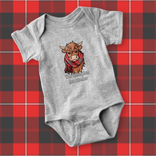 Body Para Bebê Vaca Highland com Cunningham Tartan Scarf (Criador carregado)