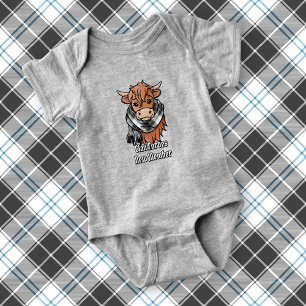 Body Para Bebê Vaca Highland com Forbes Vestir Tartan Scarf